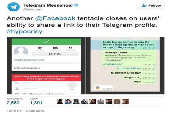 شلیک ناجوانمردانه اینستاگرام به تلگرام! شلیک ناجوانمردانه اینستاگرام به تلگرام!