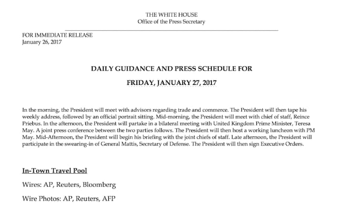 گاف کاخ سفید:  نوشتن نام یک هنرپیشه 