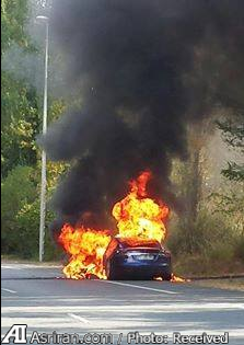 آتش گرفتن خود به خودی یک تسلا مدل S