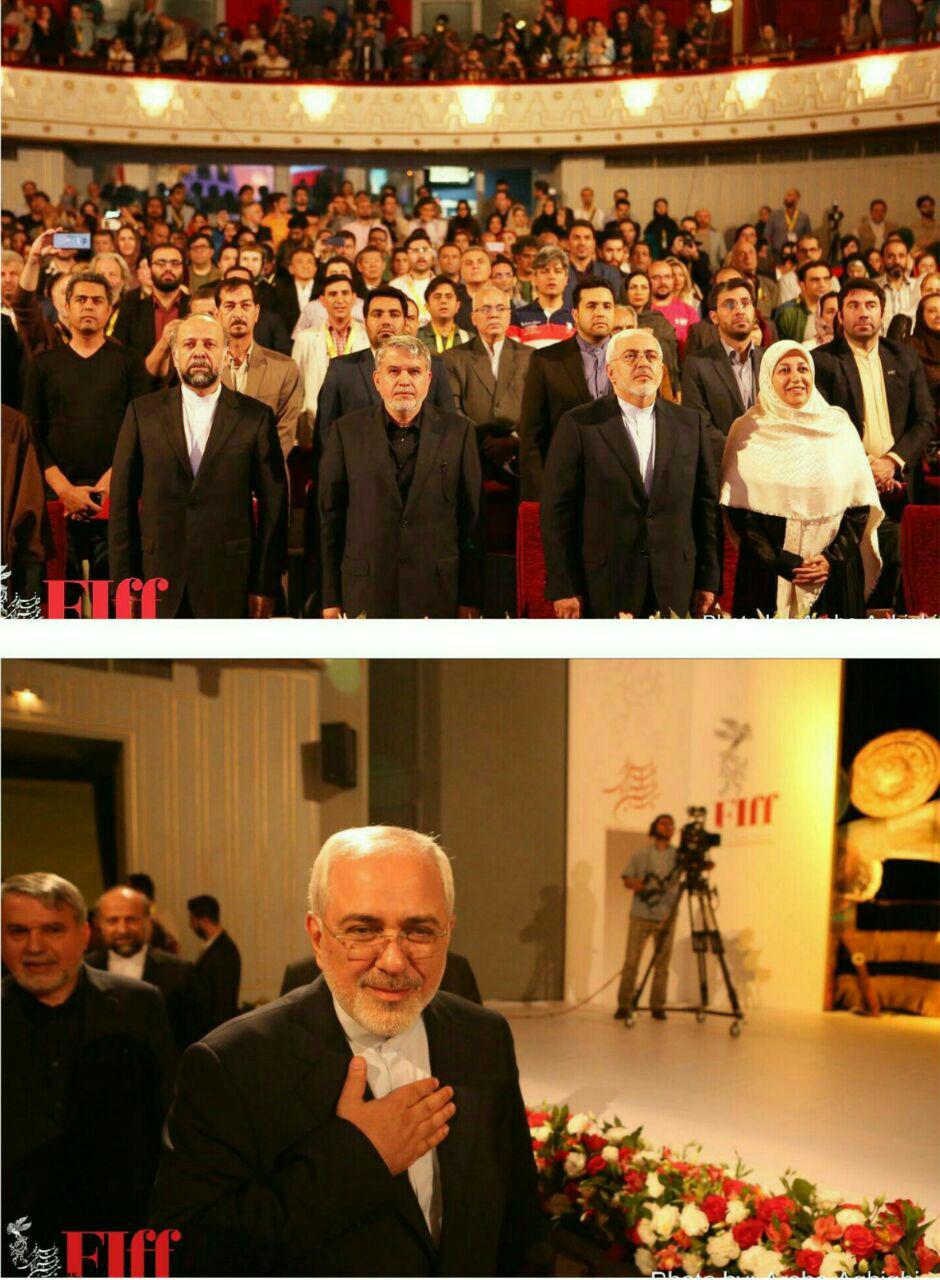 ظريف و همسرش در اختتاميه جشنواره جهاني فيلم فجر (+عکس)