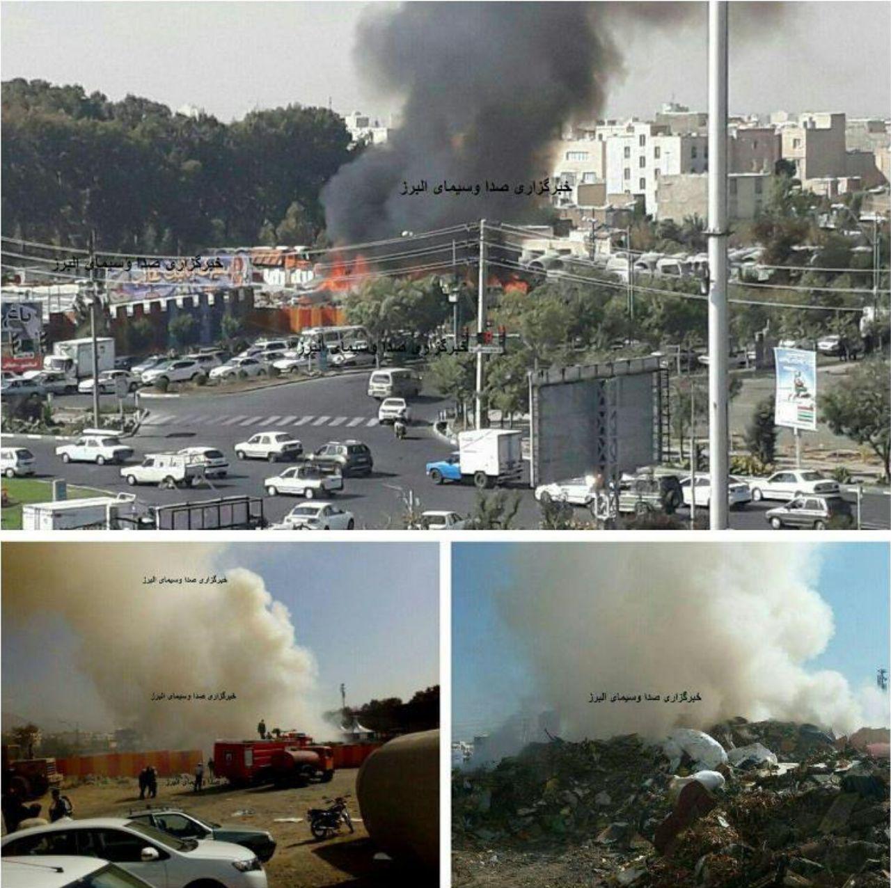 آتش سوزی انبار ضایعات چوب و لوله&zwnj;های پلی اتیلن در کرج