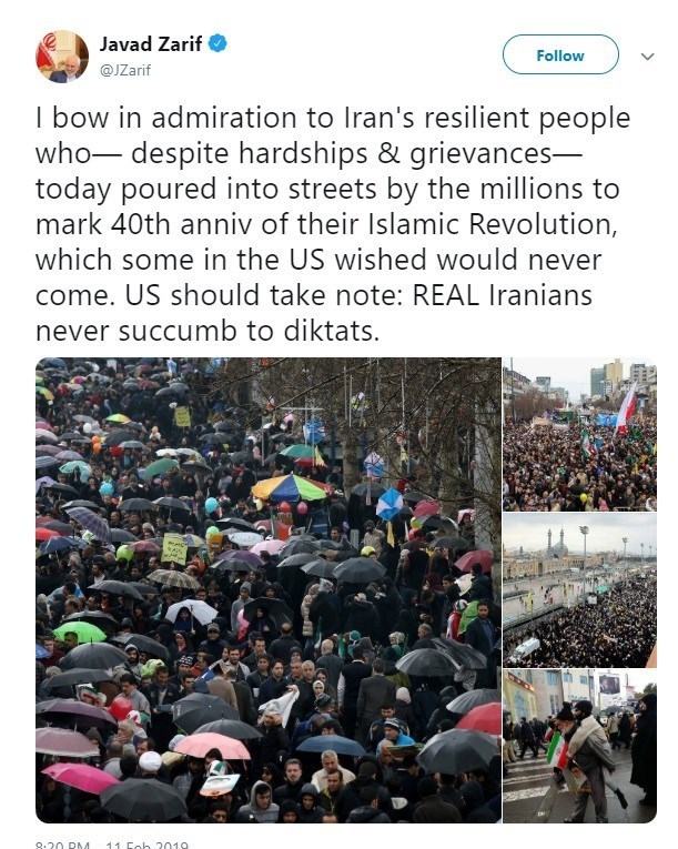 ظریف خطاب به آمریکا: ایرانیان واقعی هرگز تسلیم دیکته دیگران نمی&zwnj;شوند