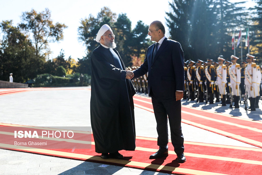 استقبال رسمی روحانی از رئیس جمهور عراق (+عکس)