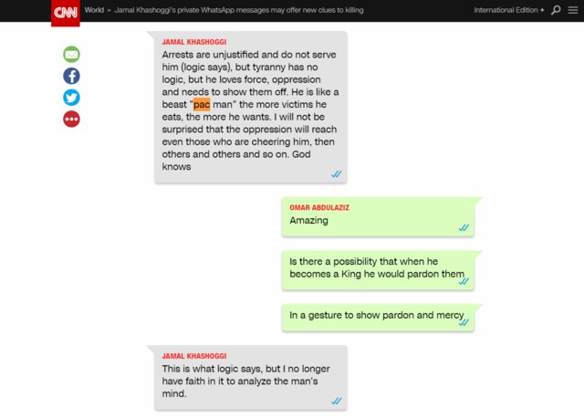 سی ان ان: حرف&zwnj;های خاشقجی در واتساپ احتمالا علت قتل او باشد
