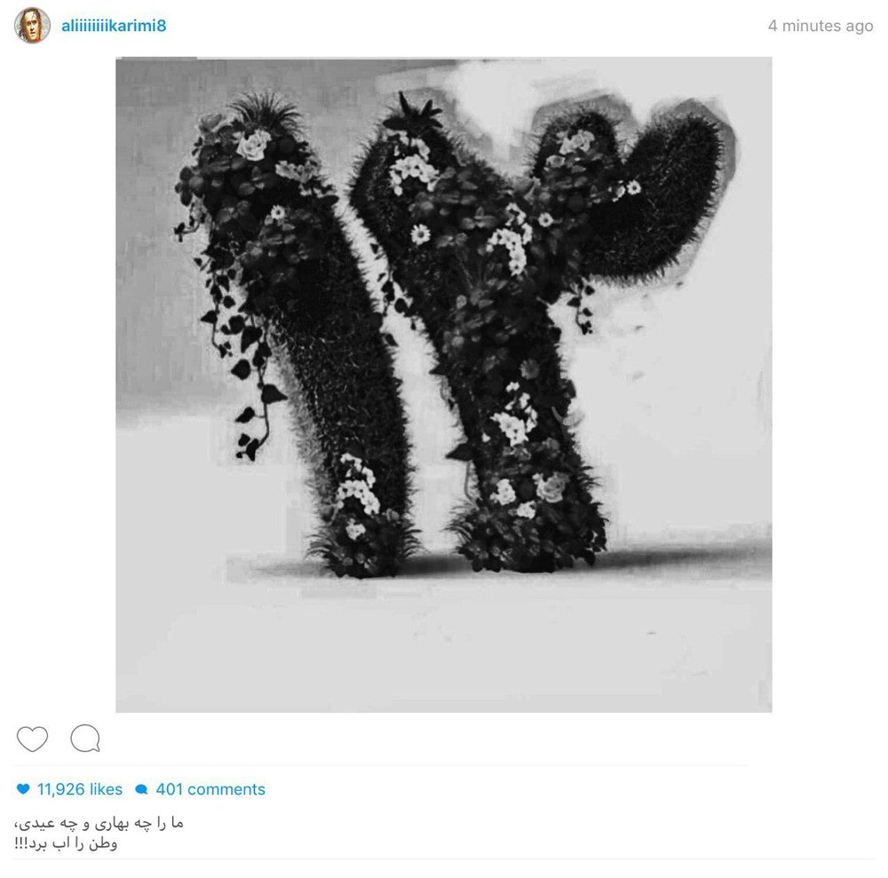 همدردی اینستاگرامی علی کریمی با هم&zwnj;وطنان سیل زده/عکس