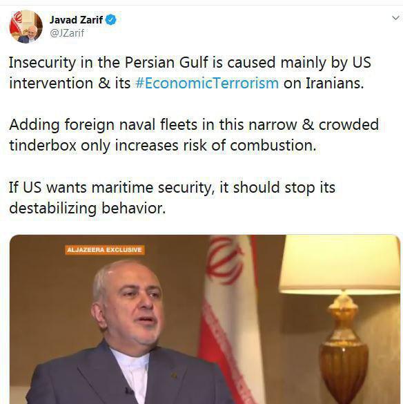 ظریف: آمریکا اگر خواهان امنیت در خلیج فارس است، از بیثبات کردن منطقه دست بردارد ظریف: آمریکا اگر خواهان امنیت در خلیج فارس است، از بیثبات کردن منطقه دست بردارد