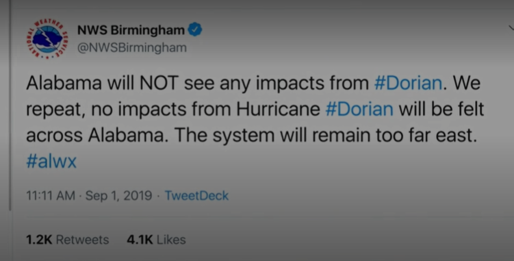 ترامپ: توفان از آلاباما می گذرد/ هواشناسی آمریکا: رد می&zwnj;کنیم