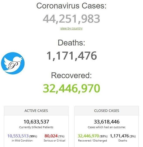 آمار کرونایی&zwnj;های جهان از 44 میلیون نفر گذشت