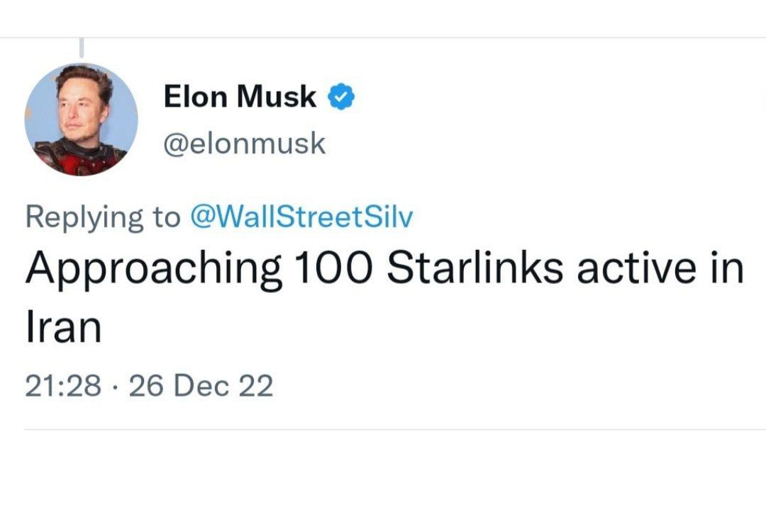 ایلان ماسک: حدود ۱۰۰ دستگاه اینترنت ماهواره‌ای استارلینک در ایران فعال شده