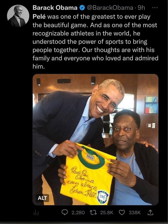 واکنش اوباما به کوچ ابدی پله (+عکس)