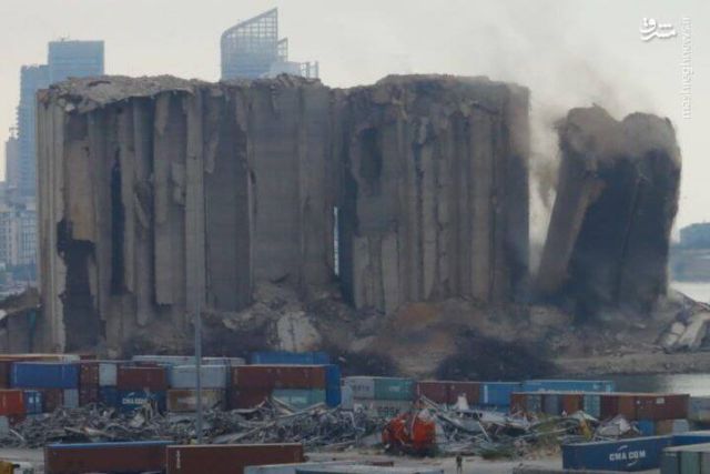 لبنان / هشت برج دیگر سیلوی غلات بندر بیروت فروریخت (+عکس)