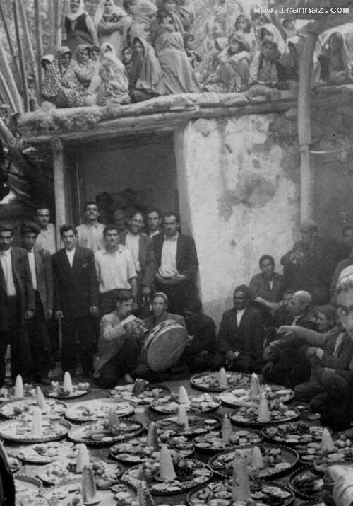 تصویری از عروس و دامادی در زمان قاجار