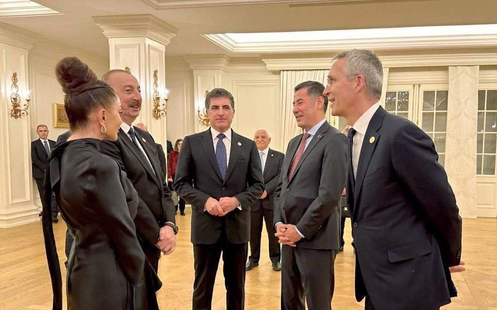 دیدار علی‌اف و همسرش با دبیر کل ناتو (عکس)