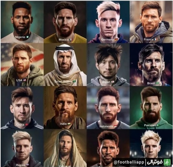 چهره مسی از نگاه هوش مصنوعی با ملیت های مختلف (عکس)