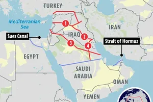 مسیرهای موجود و در حال ساخت انتقال نفت و گاز در خاورمیانه که تنگه هرمز را دور می‌زنند(+عکس)