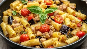 طرز تهیه پاستا تن ماهی و بادمجان؛ یک غذای مدیترانه‌ای و خوشمزه