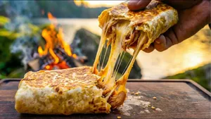 طرز تهیه رول مرغ و پنیر ترد در کمپ فایر ساده و خوشمزه