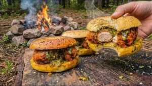 بیگل مرغ سوخاری در طبیعت وحشی؛ آشپزی از صفر کنار آتش