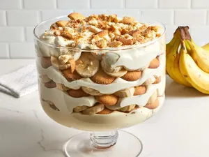 طرز تهیه پودینگ موز و گردو
