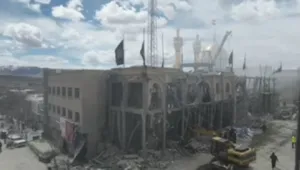 تصاویری هوایی از حمله وحشیانه آمریکایی ـ صهیونی به حریم حسینیه اعظم زنجان